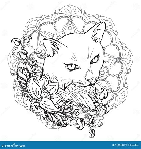 Free Cat Mandala Coloring Pages 212 Svg Png Eps Dxf File