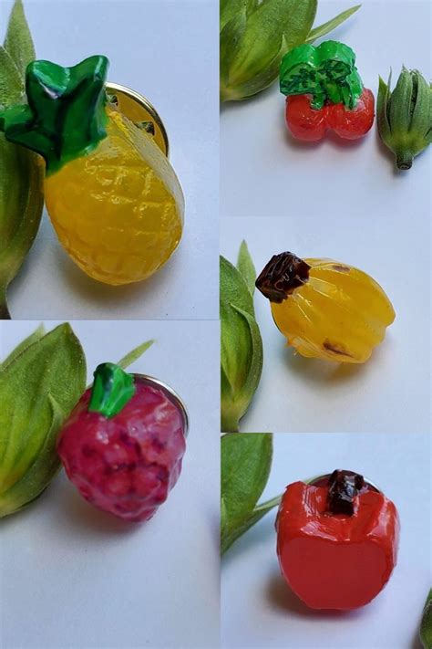Fruit Pins With Clasps 5 In Set Handmade Collar Pins Etsy Etsy Game