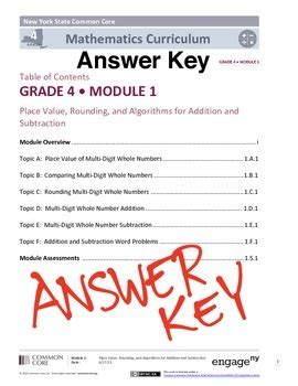 In lesson 5, students accept the properties of exponents as true for all integer exponents and are shown the value of learning them, i.e., if the three properties of exponents are known, then facts about dividing numbers in exponential notation with the. EngageNY (Eureka Math) Grade 4 Module 1 Answer Key by MathVillage