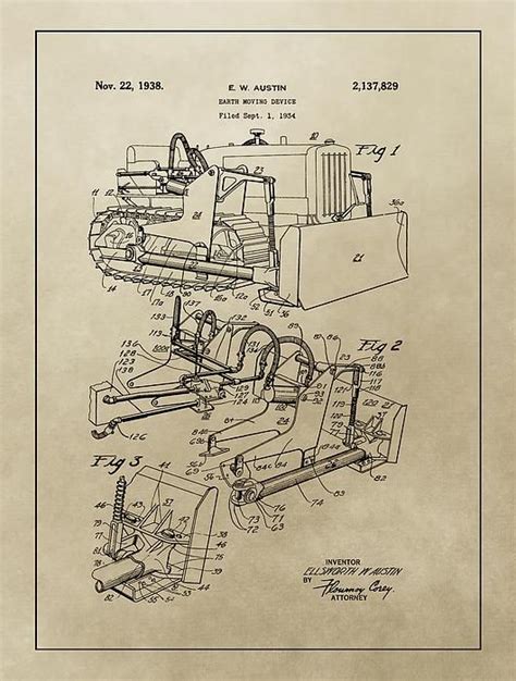Bulldozer Art For Sale Fine Art America Patent Drawing Patent Art Prints Patent Art