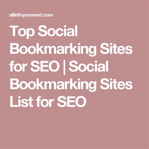 Top Social Bookmarking Sites For Seo Social Bookmarking Sites List For Seo Social
