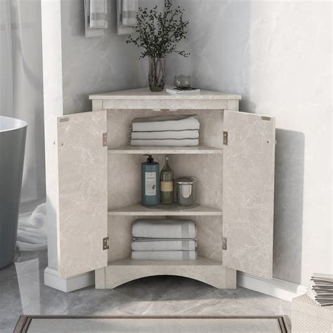 Corner Cabinet Bathroom Storage Cabinet With Adjustable Shelves Floor