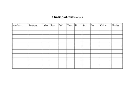 11 Best Images Of Worksheet For A Service Business Cleaning Schedule