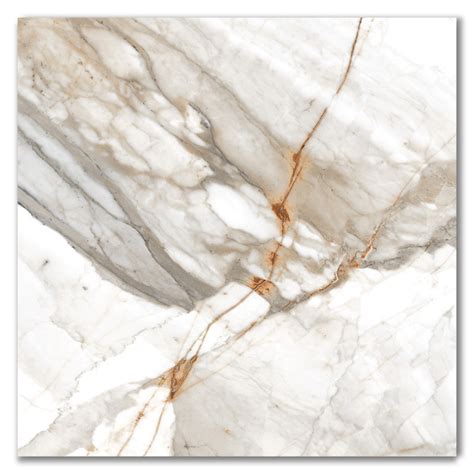 Royal Carrara Gold Polished Porcelain Marble Effect Tile 60x60