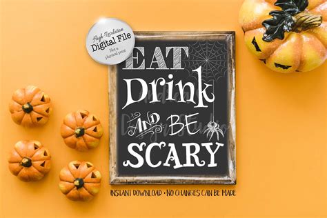 Eat Drink And Be Scary Sign Halloween Sign Halloween Etsy Halloween