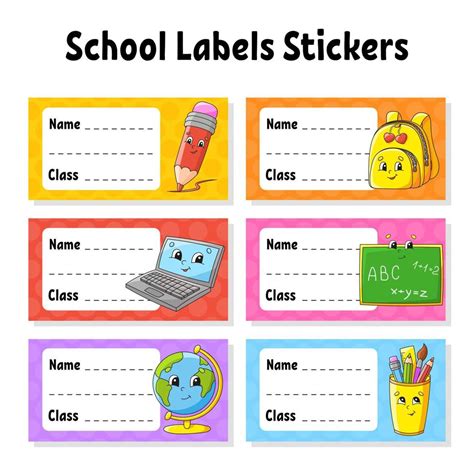 Name And Class Back To School Labels Set Stickers For Notebook