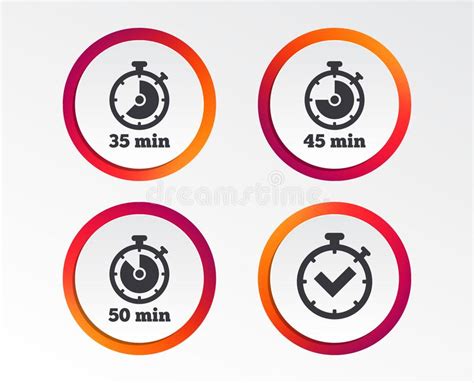 Timer Icons Fifty Minutes Stopwatch Symbol Stock Vector
