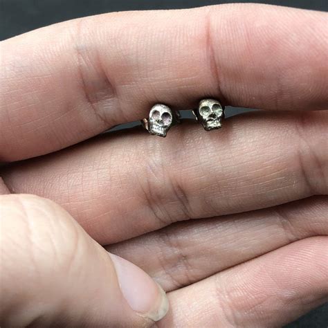 Tiny Skull Stud Earrings By Jamie Hollier At Balefire Goods Artistic