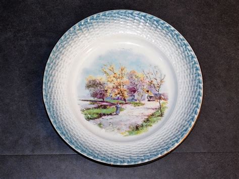 ANCIENNE PETITE ASSIETTE ST AMAND DECOR PAYSAGE CAMPAGNARD DIAMETRE 20