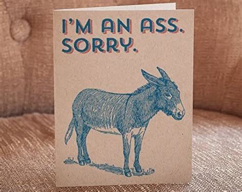 Im An Ass Sorry Letterpress Greeting Card Handmade Products