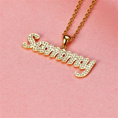 18k Gold Plated Personalized Diamonds Name Necklace Silviax