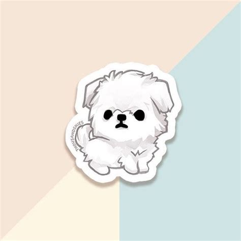 Vinyl Sticker Maltese Etsy Cute Dog Drawing Print Stickers Print
