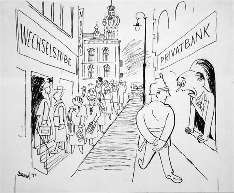 DDR Fotoarchiv Berlin Zeichnung Von Herbert Sandberg Wechselstube Und Privatbank Aus