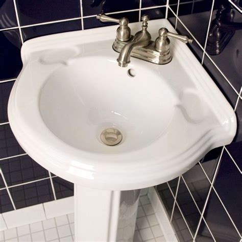 Gaston Corner Porcelain Pedestal Sink In 2021 Pedestal Sink Bathroom