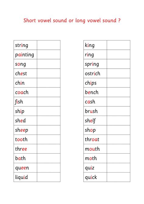Generate a pdf worksheet, download it to your device and print it off to share with your students. Ejercicio de Short vowel sound or long vowel sound