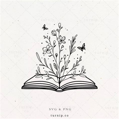 Book with Flowers SVG PNG Clipart Sublimation Vector | Etsy