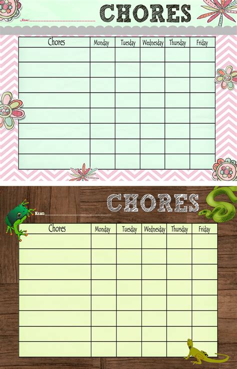 Creatively Quirky At Home Free Printable Chore Chart
