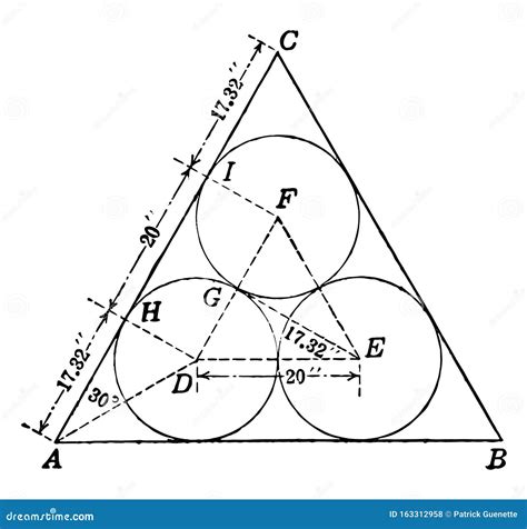 Circles Enclosed In Equilateral Triangle Vintage Illustration Stock