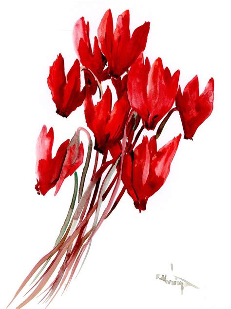 Cyclamen Flowers 2021 Watercolour By Suren Nersisyan In 2021