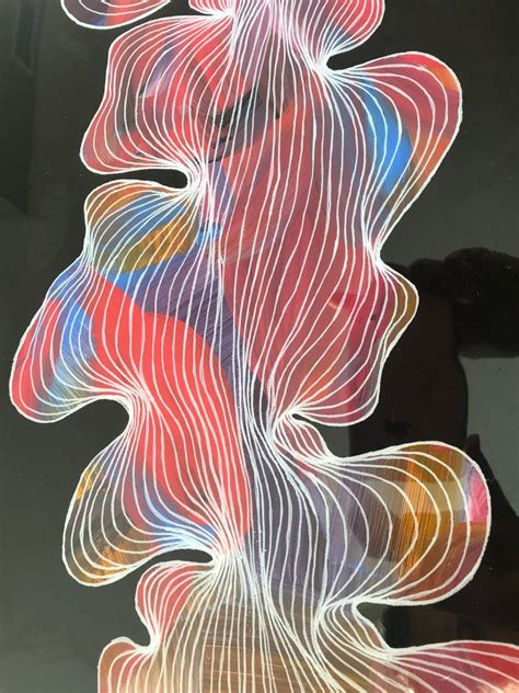 Tidal waves abstract hand painted canvas artwork; Abstract line art modern acrylic painting organic line ...