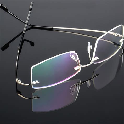 Flexible Memory Titanium Folding Oval Rimless Eyeglasses Frame Lightweight Optical Glasses