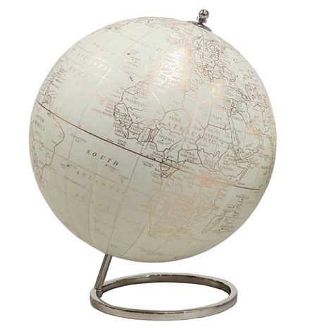 Décor 30cm White And Gold World Globe