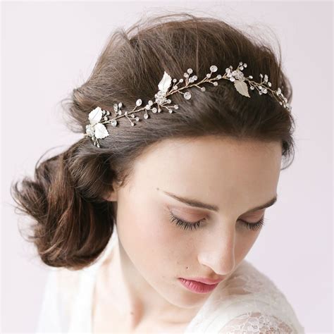 Crystal Sparkle Hair Vine Petals Blossom Wedding Headband Bride