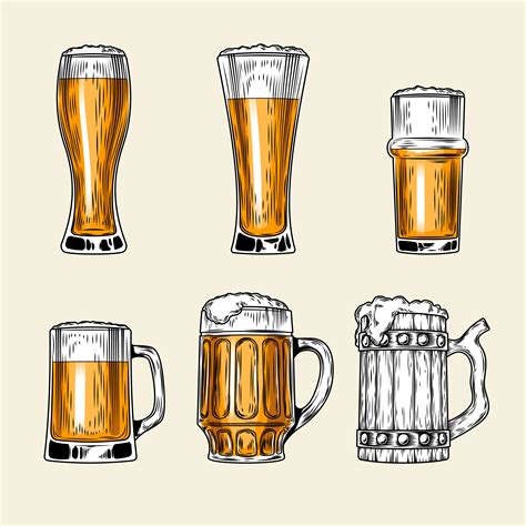 Set Of Vector Icons Full Glass Beer Download Free Vectors Clipart Graphics And Vector Art