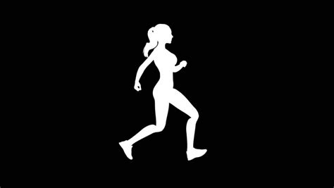 Animated Silhouette Young Woman Running On The White