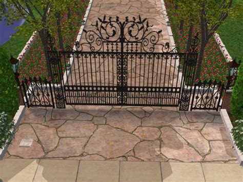 Mod The Sims Wrought Iron Gate 2 With Picket Fence