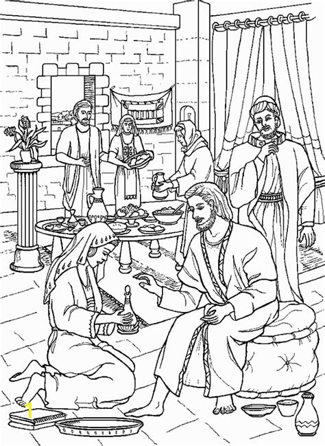 Mary Washes Jesus Feet Coloring Page Coloring Pages