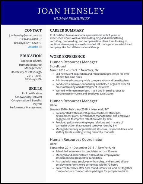 21 Human Resources Hr Resume Examples For 2023