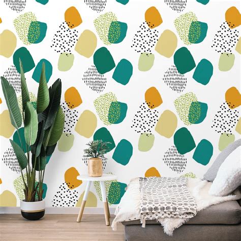 Removable Abstract Geometric Wallpaper Peel And Stick Self Etsy