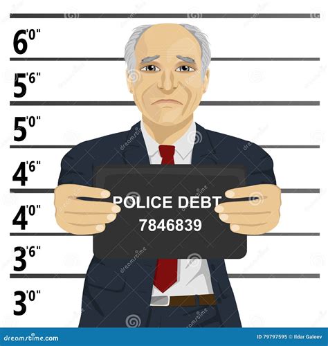 Arrested Businessman Posing For Mugshot Holding A Signboard Vector