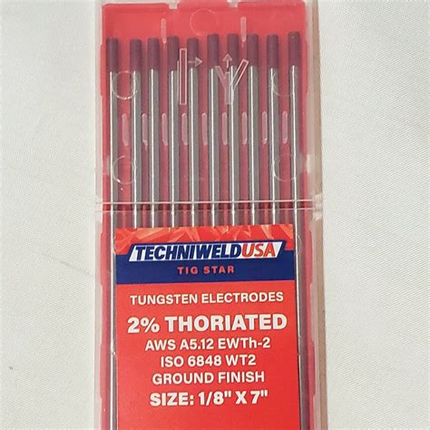 Tig Welding Tungsten Electrodes 2 Thoriated Red 1 8 X 7 WT20 EWTh 2