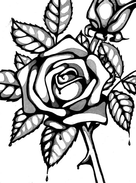 Five roses can show a romantic. Flowers Coloring Pages