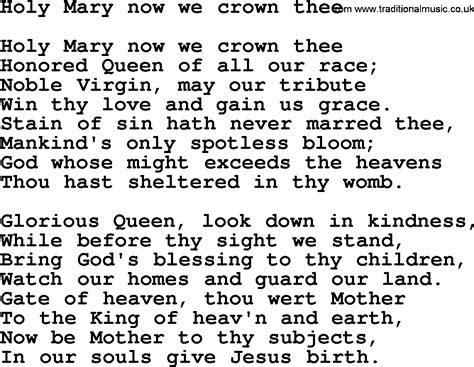 Catholic Hymns Song Holy Mary Now We Crown Thee Lyrics And Pdf