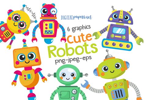 Cute Robots Clipart Set Graphic By DIPA Graphics Creative Fabrica