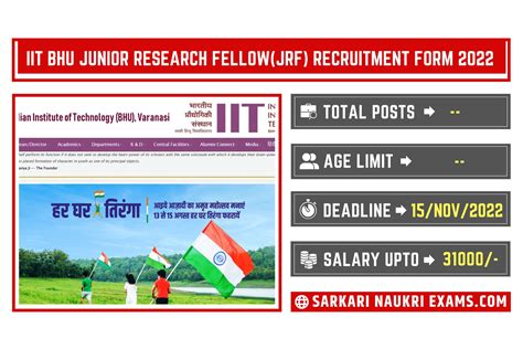 IIT BHU Junior Research Fellow JRF Recruitment Form 2022 Salary Up