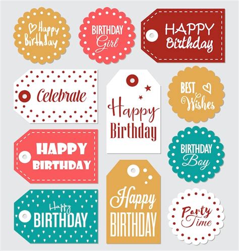 Free Vector Birthday Labels Collection