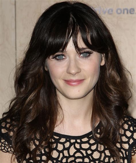 I used kevin murphy antigravity on her roots and shimmer shine on her ends. Zooey Deschanel Long Wavy Dark Mocha Brunette Hairstyle ...