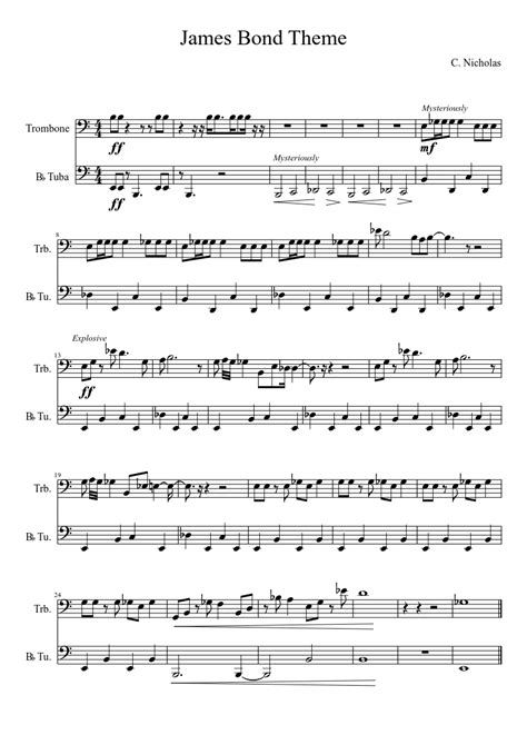 James Bond Theme Sheet Music Download Free In Pdf Or Midi