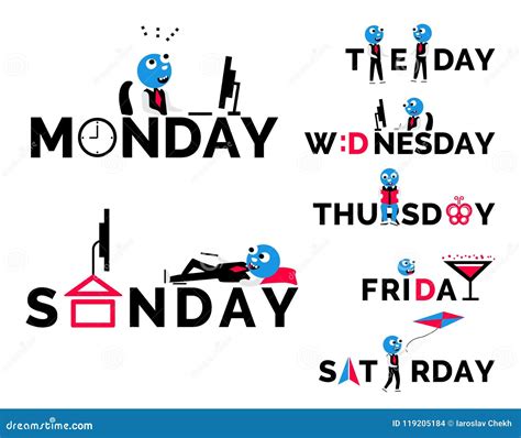 Week Days Design Stock Vector Illustration Of Friday 119205184