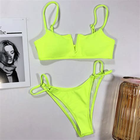 bikinx brazilian micro thong bikini set deep v sheer female swimsuit separate push up sexy