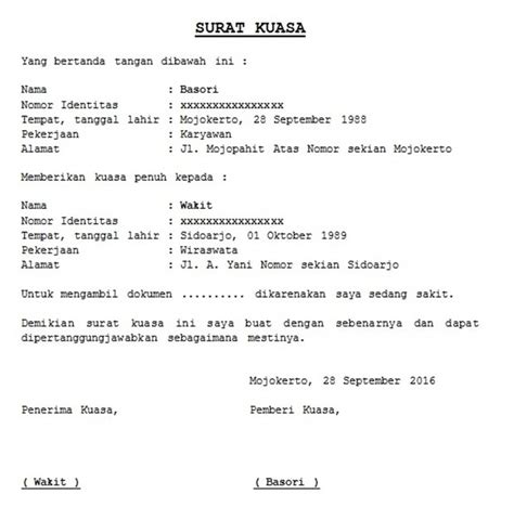 Ga mau repot copy paste ke ms. 10+ Contoh Surat Kuasa Pengambilan, Umum, Khusus Beserta ...