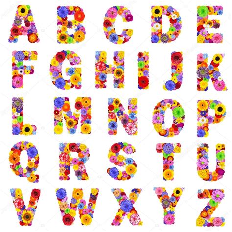 Full Floral Alphabet Isolated On White Letters A To Z Stock Photo By