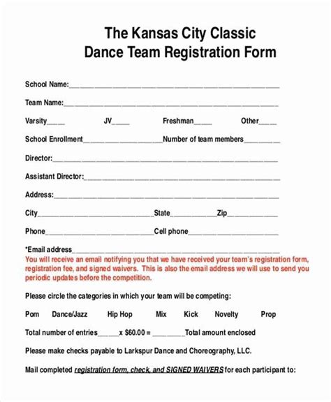 Dance Team Contract Template