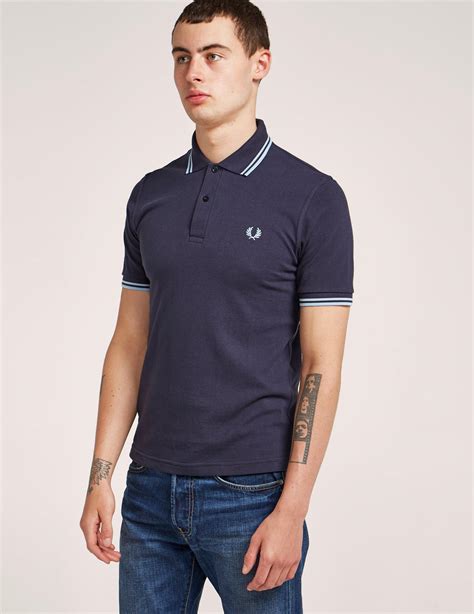 Fred Perry Cotton M12 Reissue Tipped Short Sleeve Polo Shirt In Navysky Blue For Men Lyst