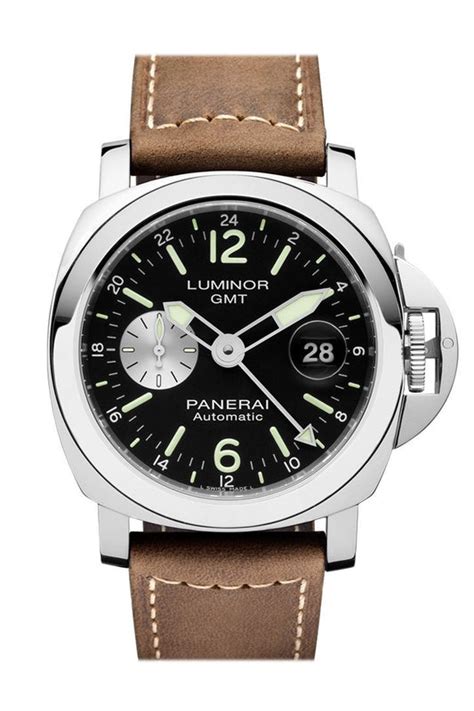 Panerai Luminor Gmt Automatic Acciaio 44mm Black Dial Mens Watch Pam0