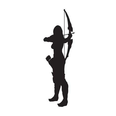 Woman Archer Silhouette Template Design Vector Emblem Design Concept
